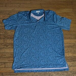 Peter Millar Men's XL Blue Summer Comfort Guitar All Over Print Golf Polo